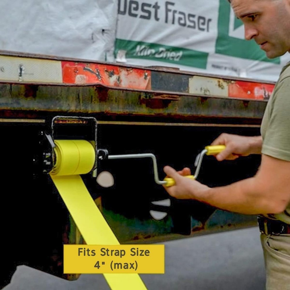 Winch Strap Winder Hand Roller for Flatbed Trailer 18" Quick Roll Up Bar Tool