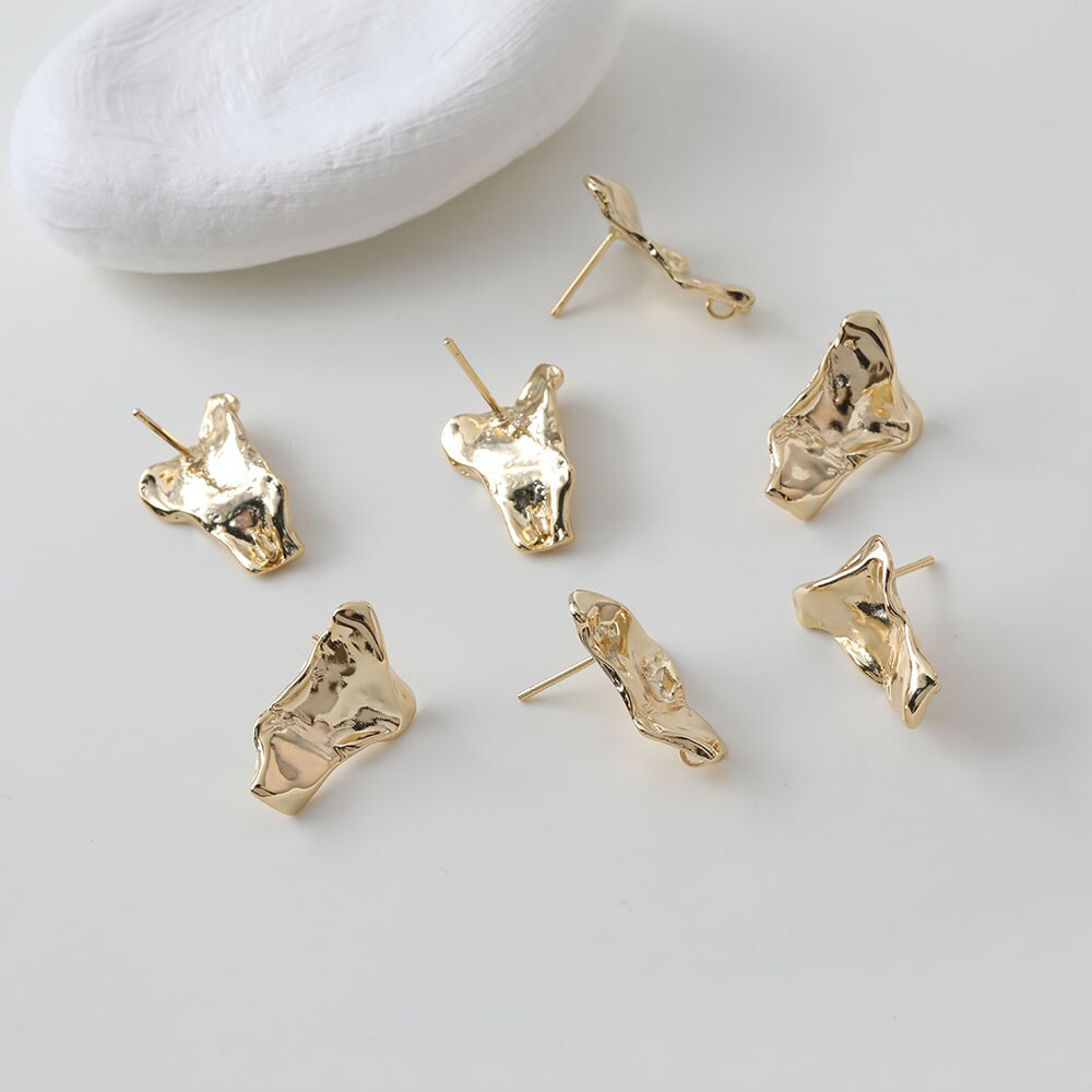 4pcs Irregular Hammered Earring Post,Geometry Irregular Stud Earrings