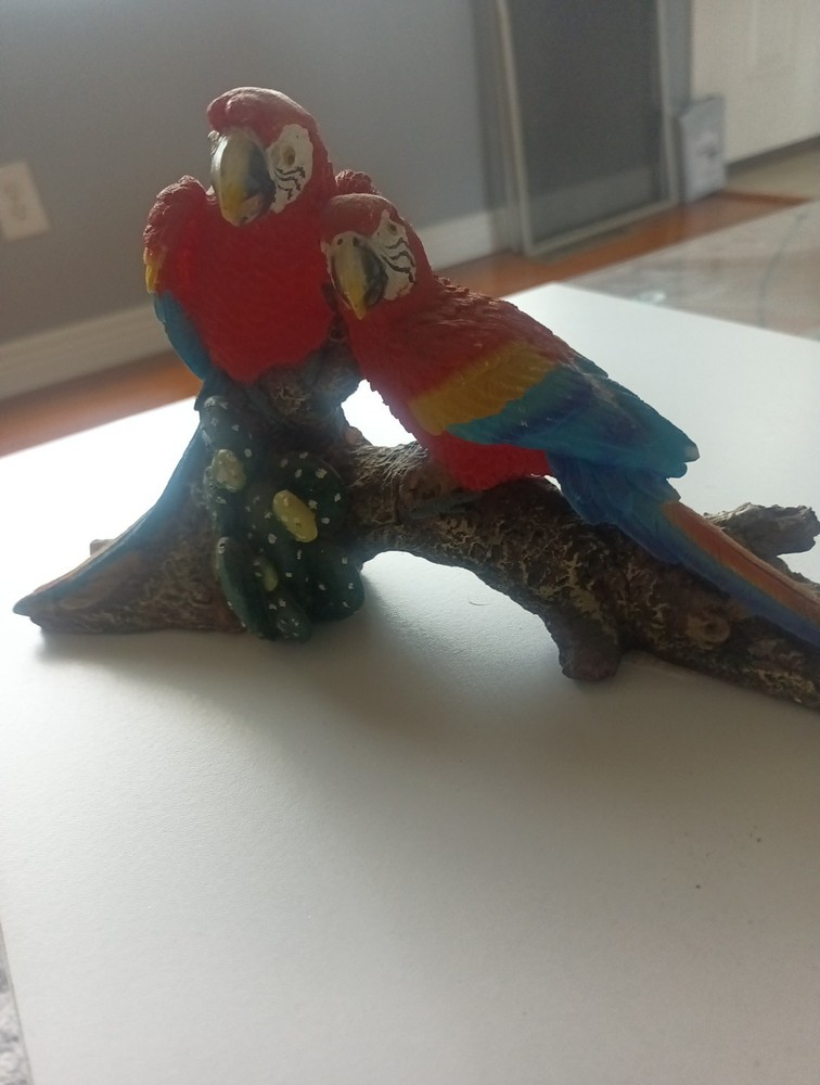 Parrots On Branch Statue Home Decor