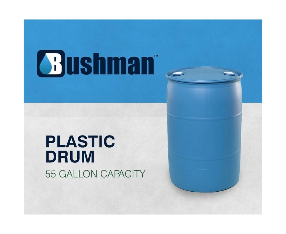 Bushman 55 Gallon Stackable Tight Head Drum - Closed Lid Blue