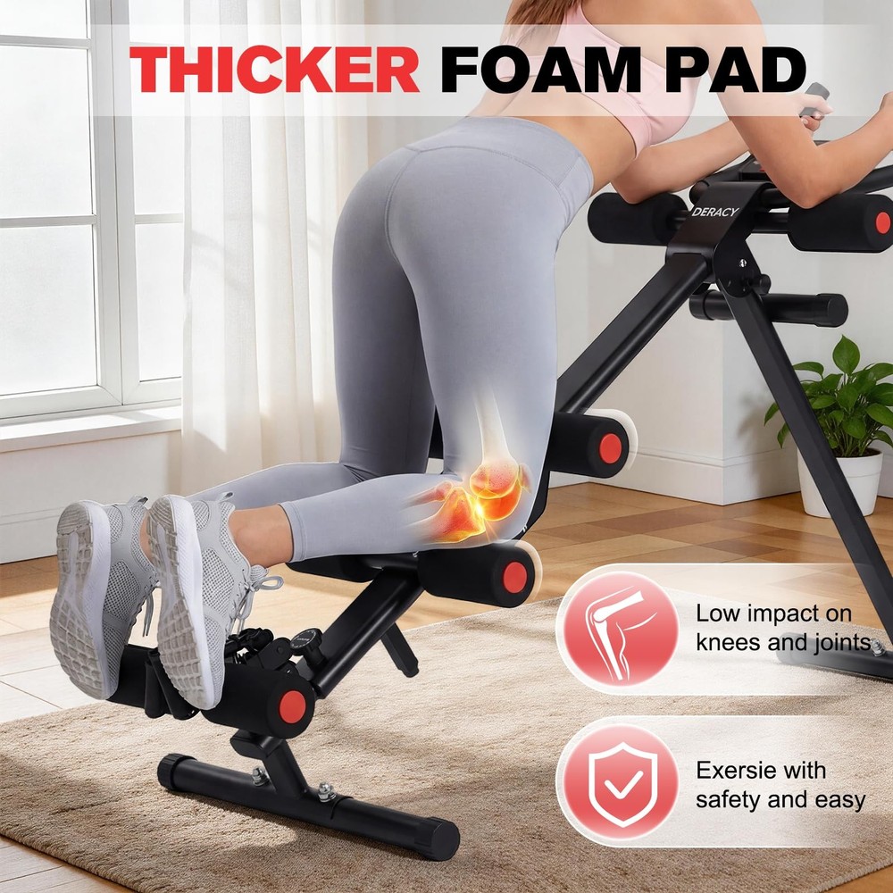 DERACY Ab Workout Machine Adjustable Trainer Abdominal Black - Red