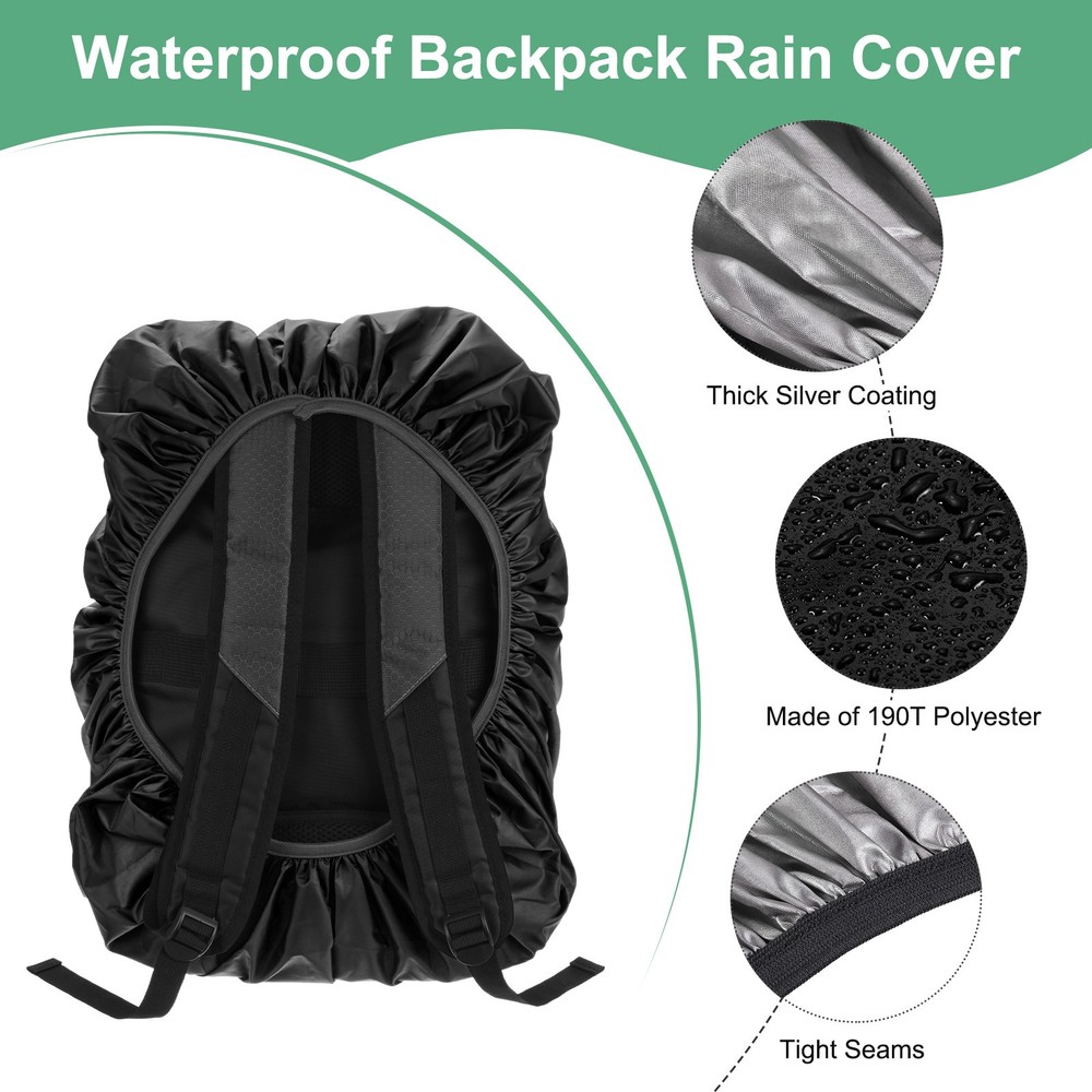 55L-65L Backpack Rain Cover with A Vertical Reflective Strap [Black]