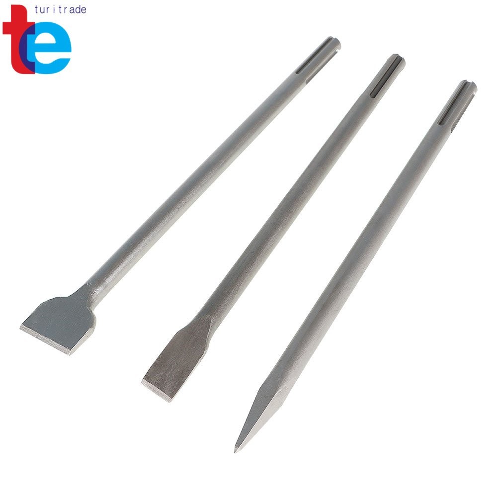 3 Pack 16" SDS Max Bits Set Long-Point Chisel, Scaling Chisel Flat Chisel