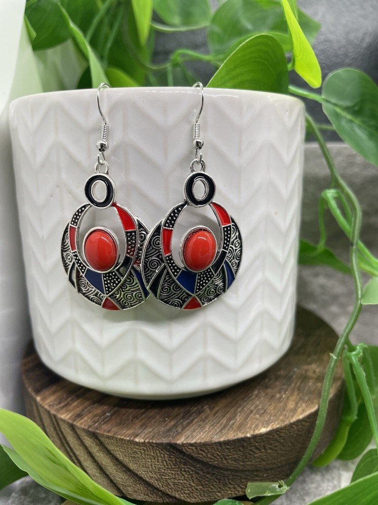 2” Silver-tone Boho Bead Dangle Earring Set New Free Ship B4248
