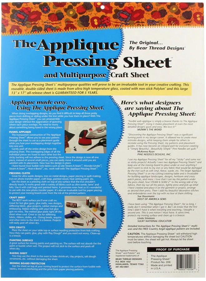 Applique Pressing Sheet 13 by 17 - Rolled