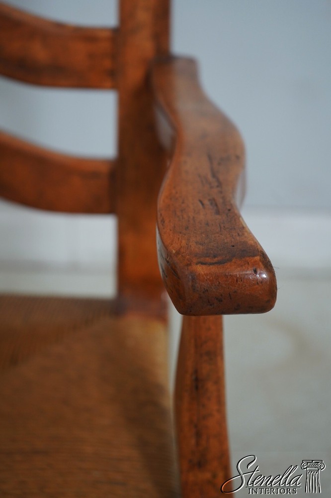68471: Pair GUY CHADDOCK Distressed Ladderback Armchairs