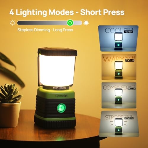 LED Camping Lantern, Battery Powered LED Lantern 1 Pack Light Green
