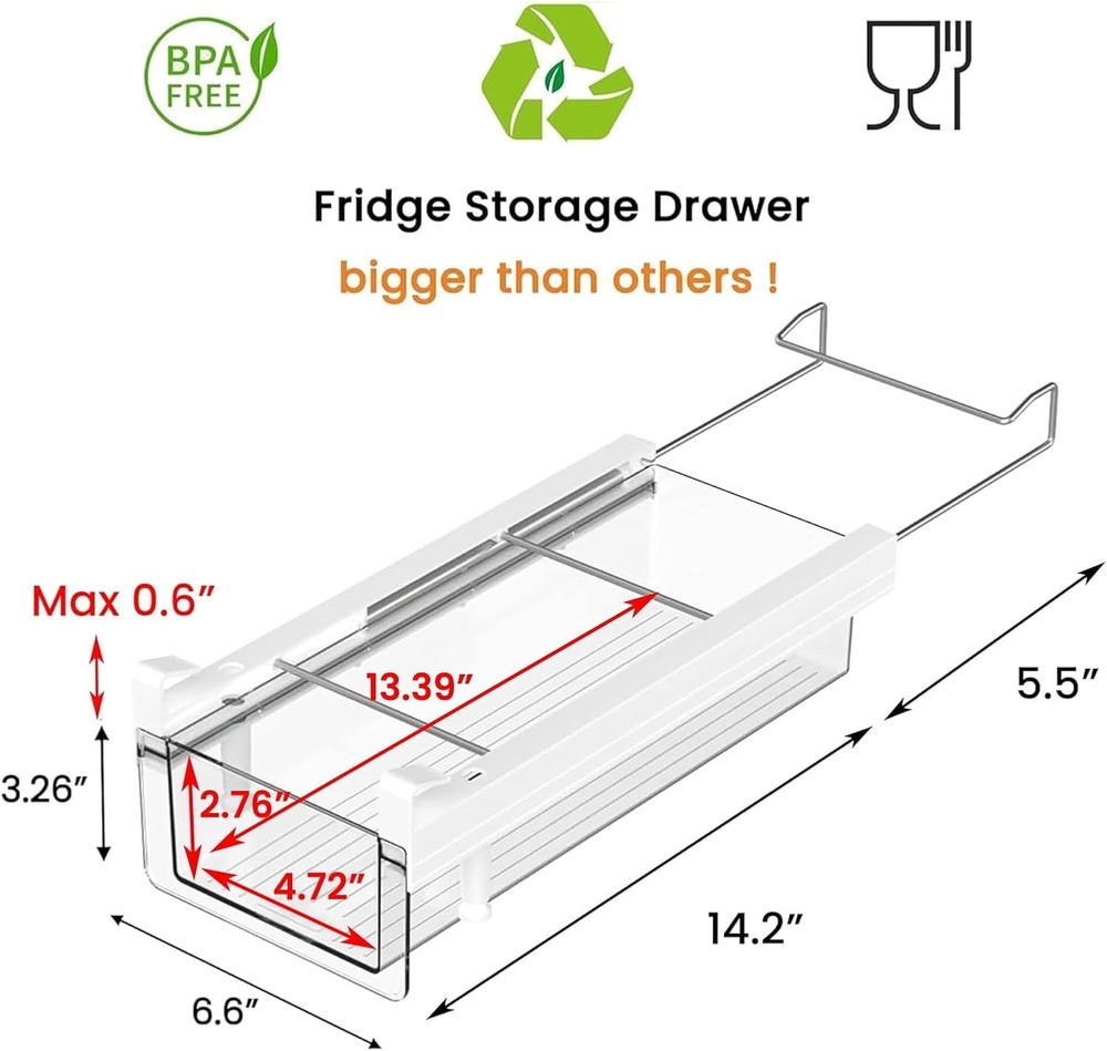 Refrigerator storage drawer, transparent plastic refrigerator storage container