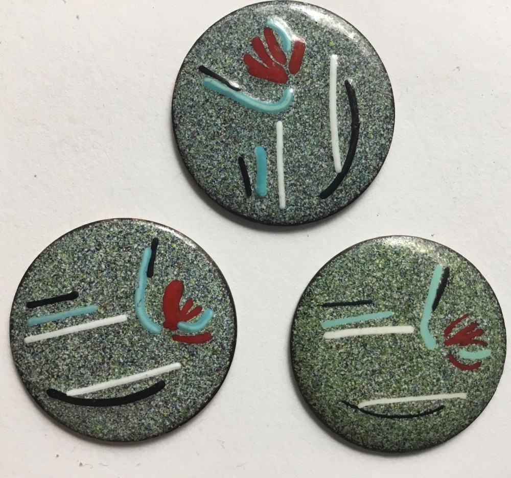 Vintage 1” Enameled Copper 3pcs
