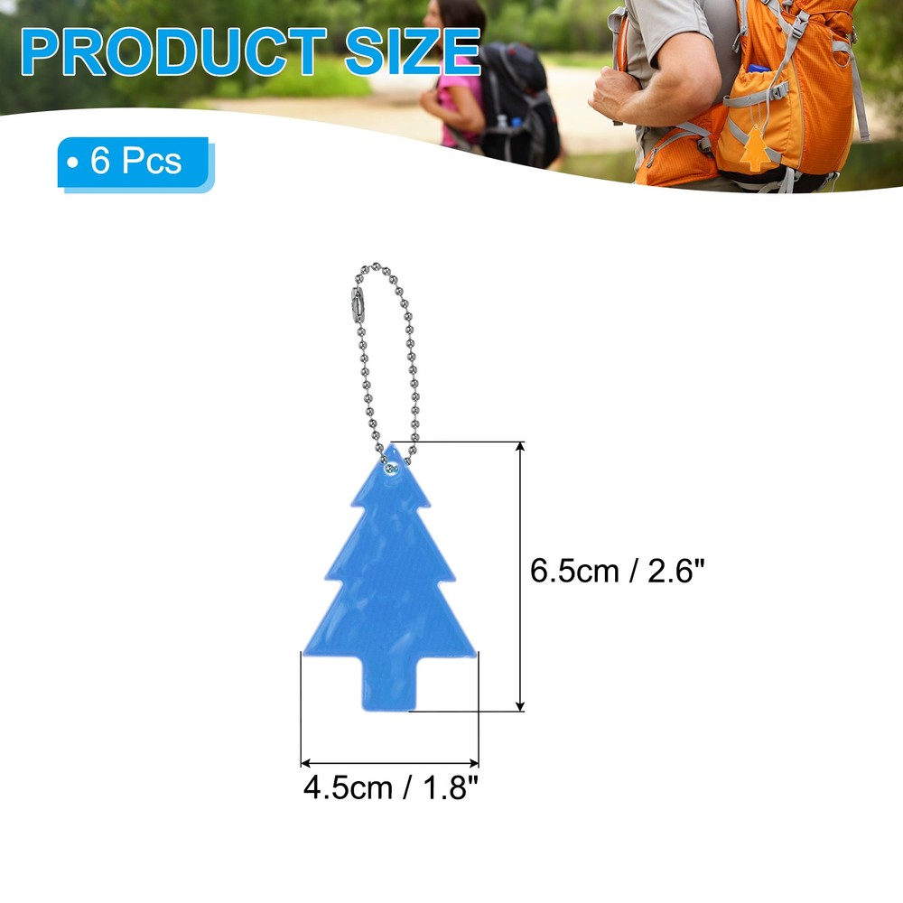 Reflective Keychain Tags, 6 Pcs PVC Reflector Key Ring, Blue