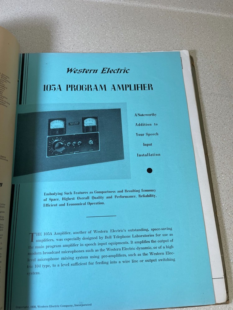 Western Electric Speech Input Equipment Catalgue