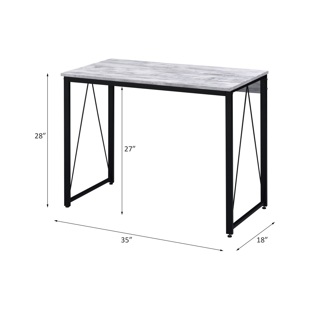 Minimalist Writing Table - Durable Metal Base - Particle Board Top - Compact