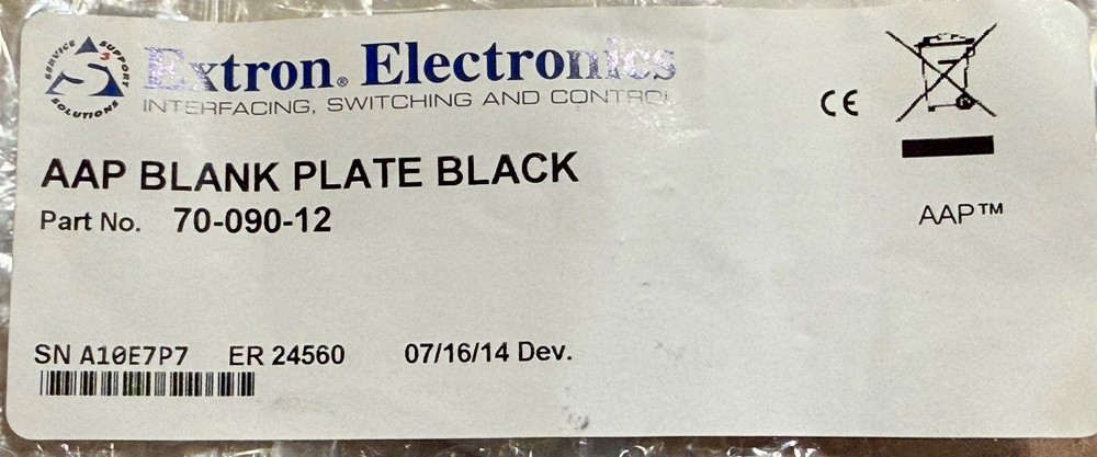 Extron AAP Blank Plate Black 70-090-12