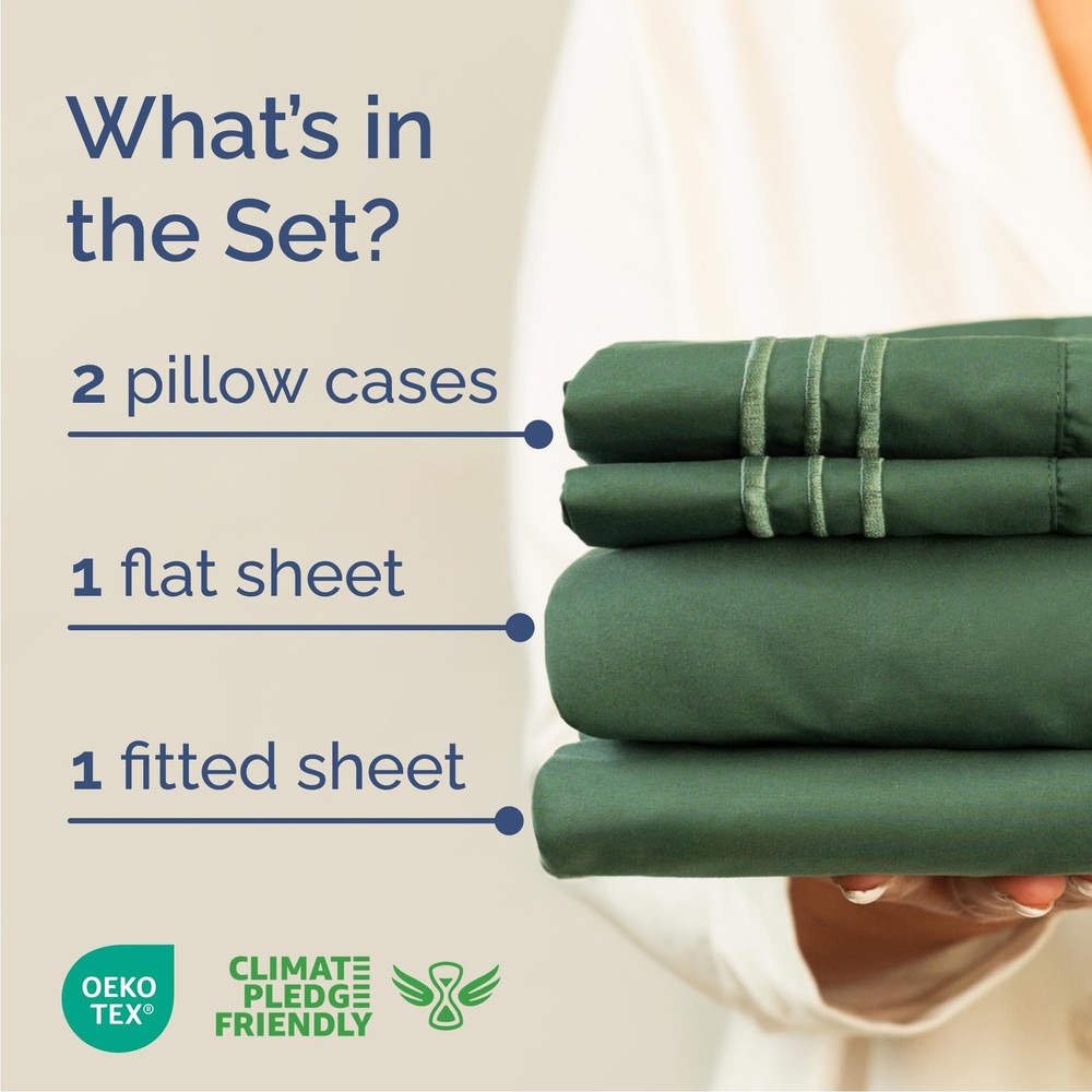 Queen Size 4 Piece Sheet Set - Comfy Breathable Cooling Bed Sheets Set - Hot...