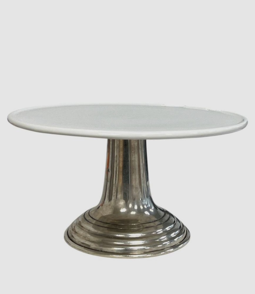 Valpetro White Pewter Ceramic Cake Stand | 13"Dia