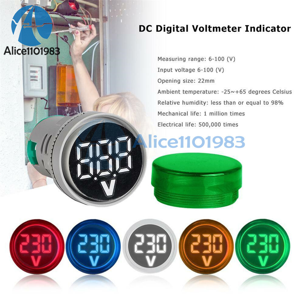 22MM Mini LED Voltmeter Digital Display Voltage Meter Volt Tester DC 6-100V