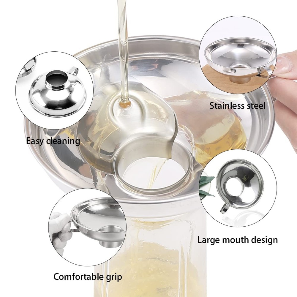 Large Canning Funnel Kitchen Use Mason Jars Wide Mouth Silver