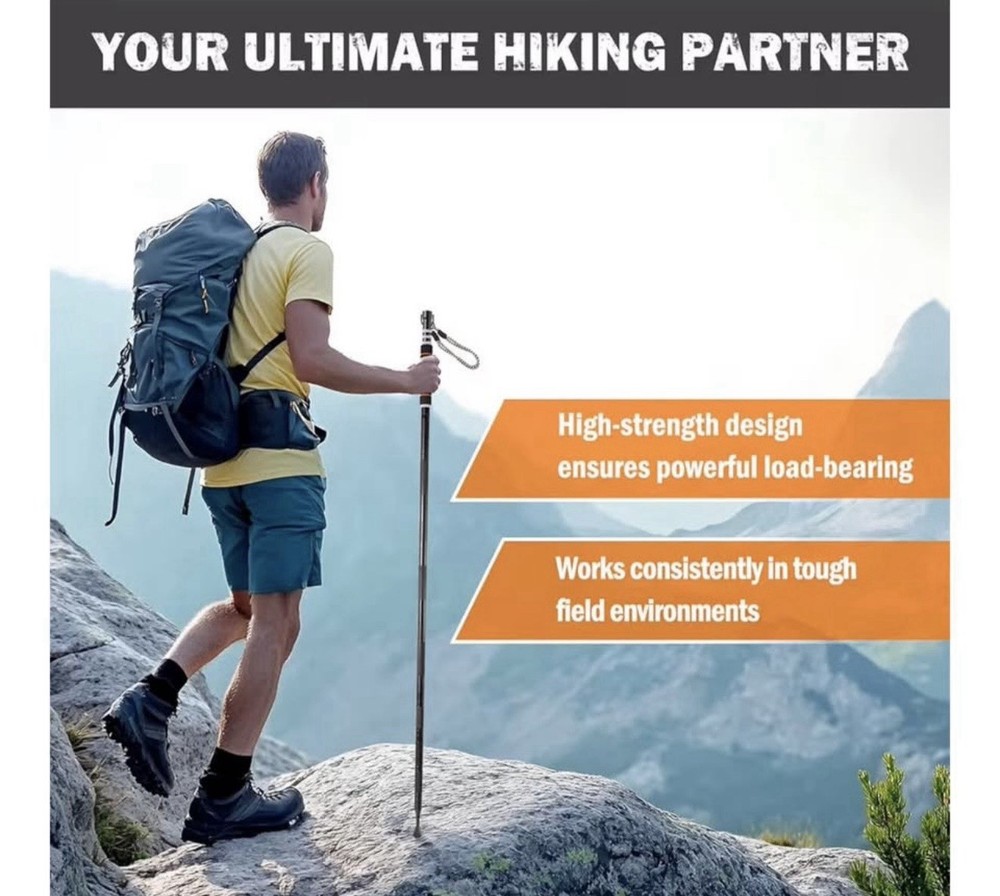 Lightweight Survival Hiking Stick - Adjustable Trekking Pole
