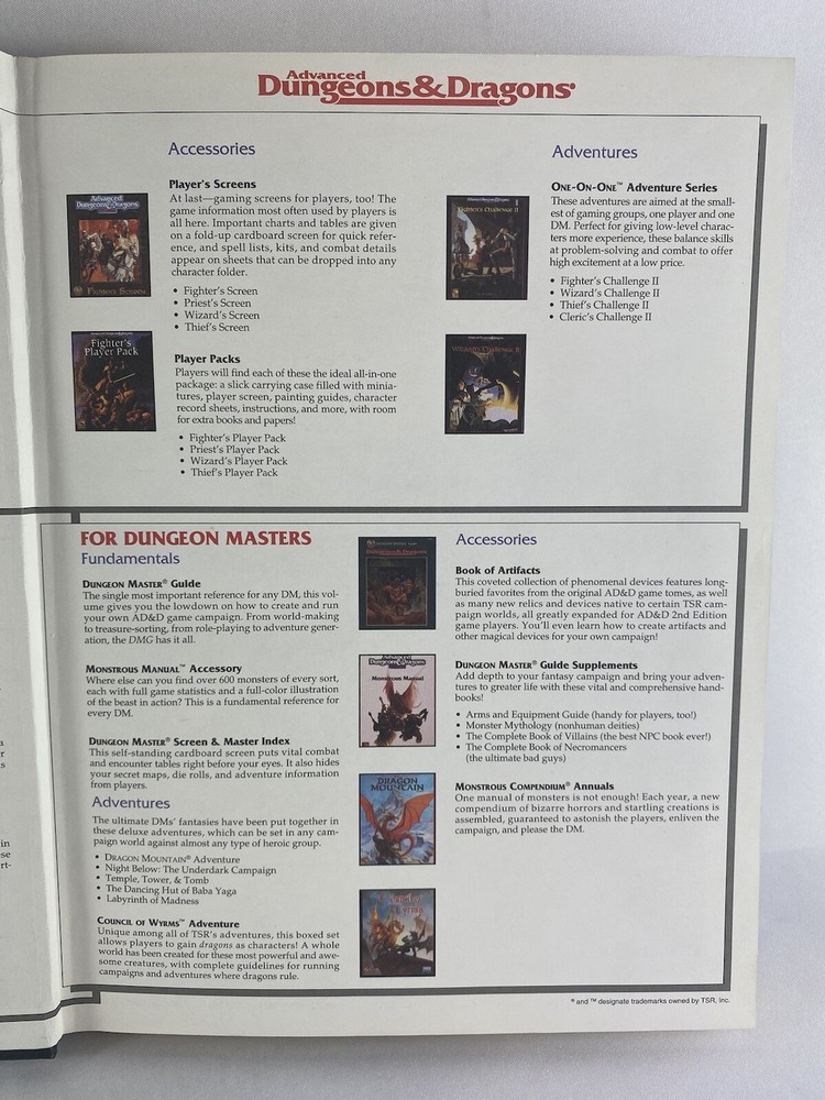 Advanced Dungeons & Dragons 1995 Dungeon Master's Guide 2160