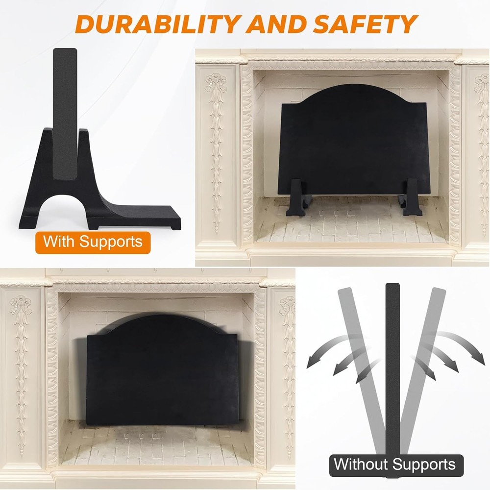 Fireback Feet Iron Fireplace Support, Cast Pair of Fireback...