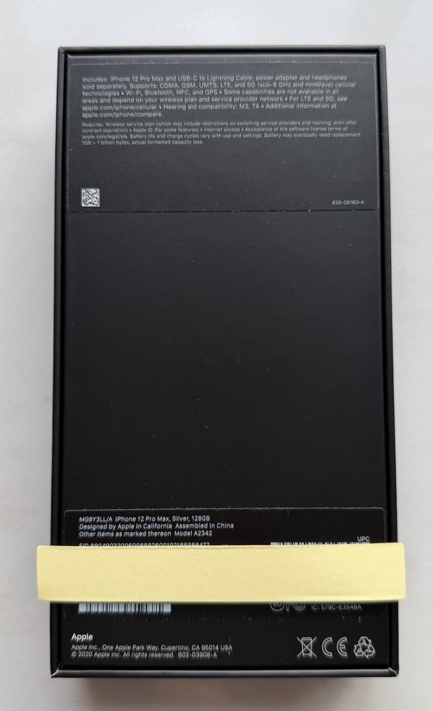 EMPTY iPhone 12 Pro Max silver Box Only – No Phone – Original Packaging