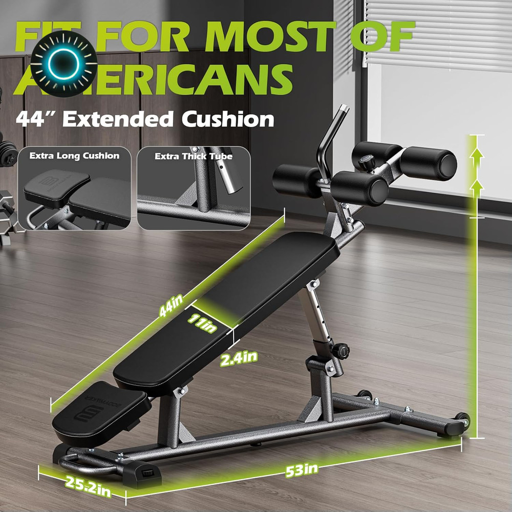Semi-Commercial Sit-Up Bench with Reverse Crunch Handle for Ab & Core Workout ..
