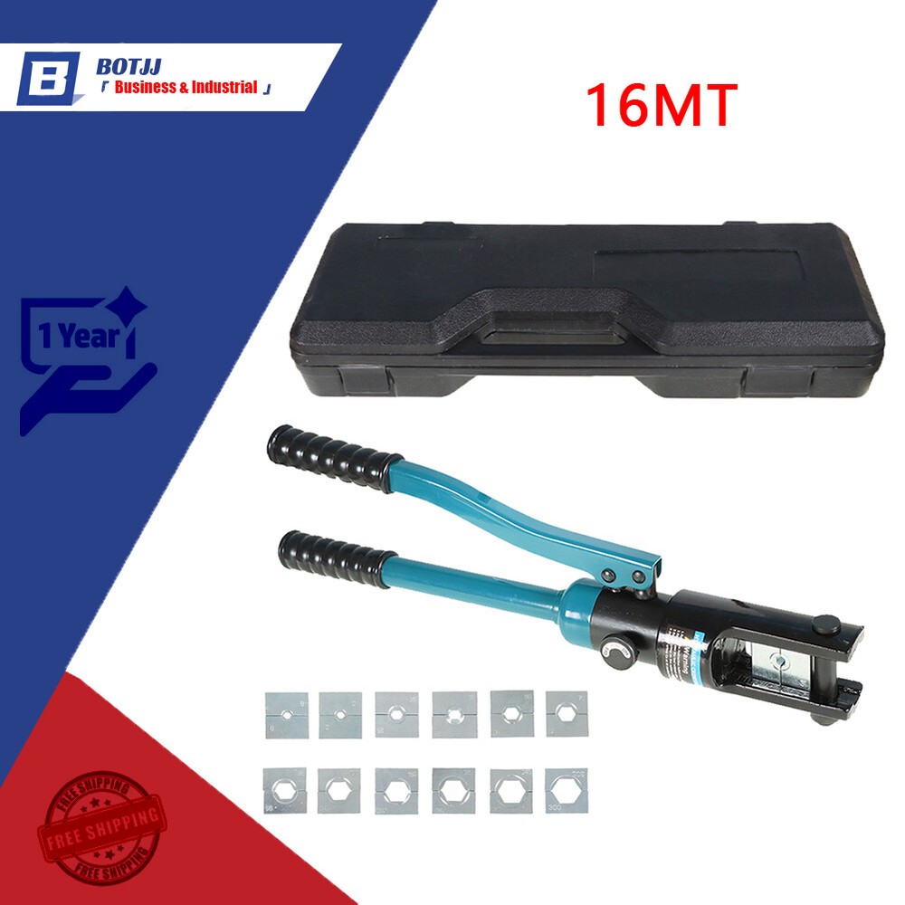 16 MT Hydraulic Crimping Tool Cable Lug Crimper Tool Kit Includes W/13 Dies
