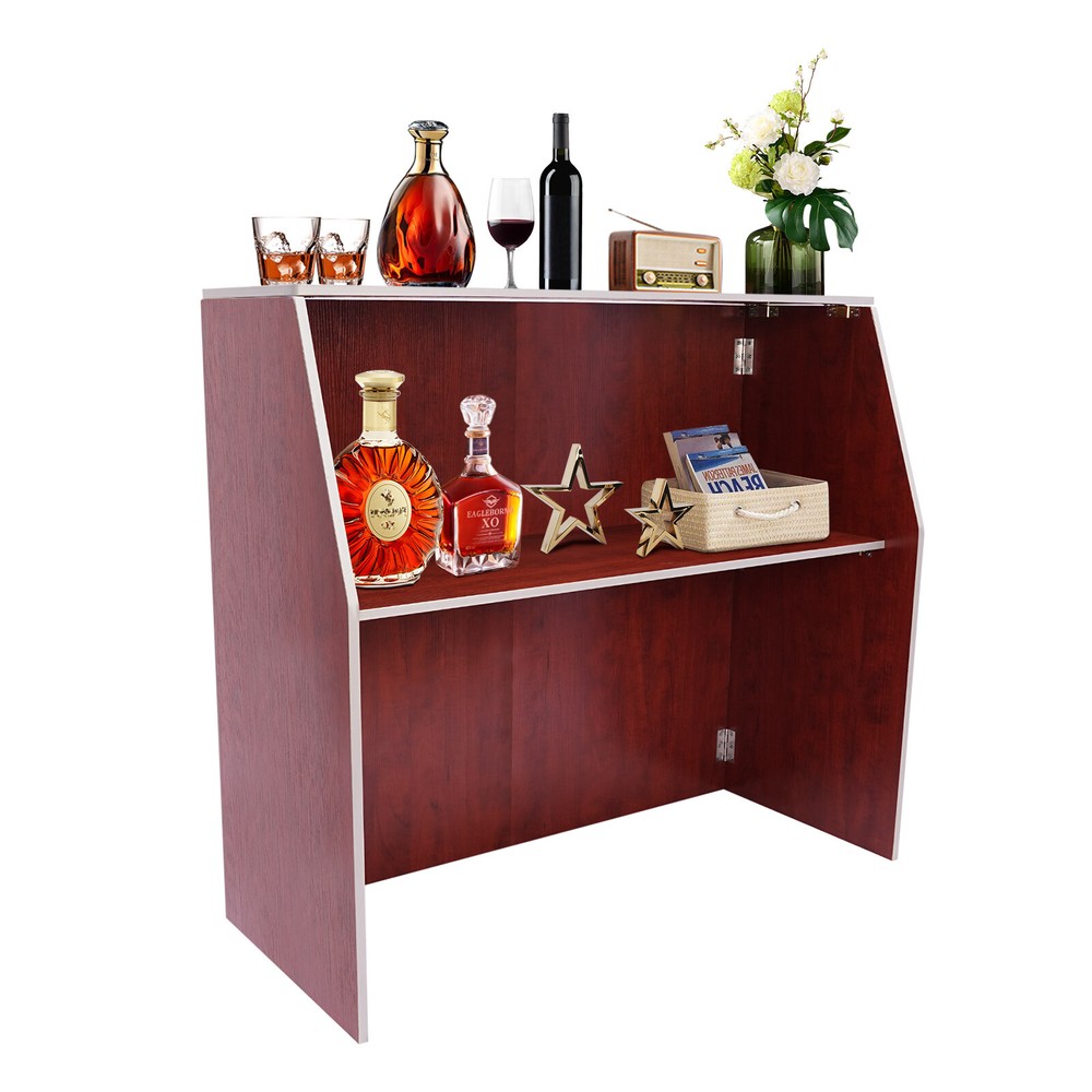 Foldable Bar Portable Freestanding Event Bar Portable Bar Cabinet Rectangular US