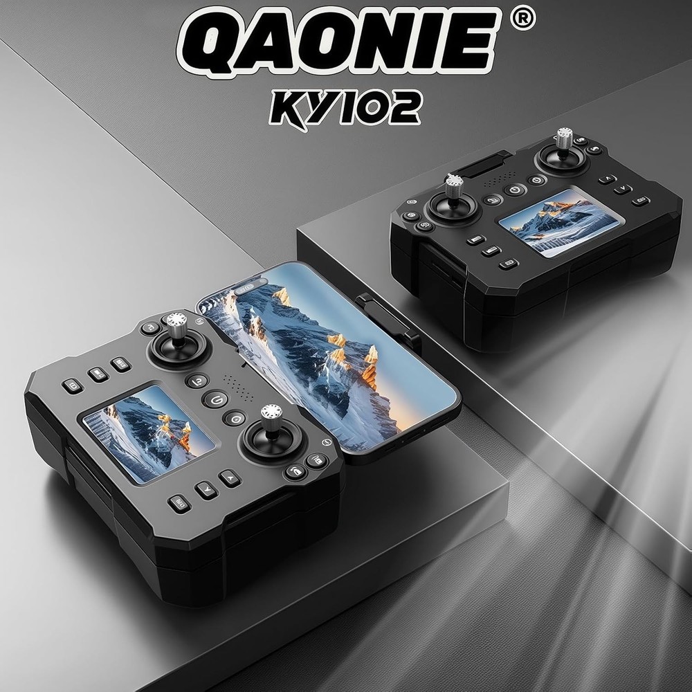 KY102 Drone with Screen Controller SD card, 2 batteries - Black