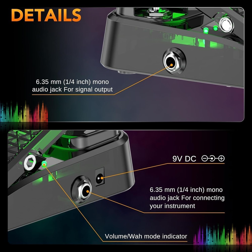Mini Volume & Wah Combo, Pure Analog Wah Effects and Active Volume Control Pedal