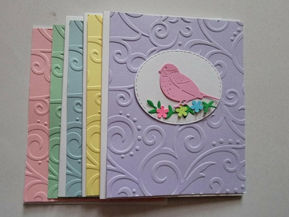 Embossed Note Cards- 5 (4 x 5) cards With Envelopes - Blank Inside