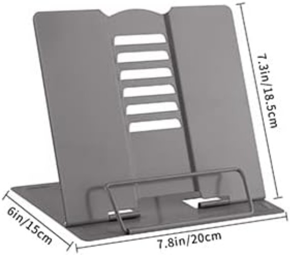 Portable and Foldable Grey Book Holder with 6 Adjustable Positions