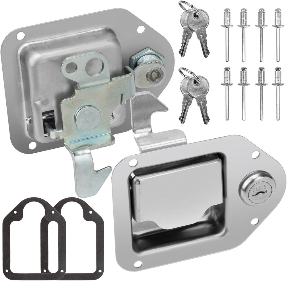 Truck Tool Box Latch Replacement Stainless Steel Toolbox Paddle Lock silver