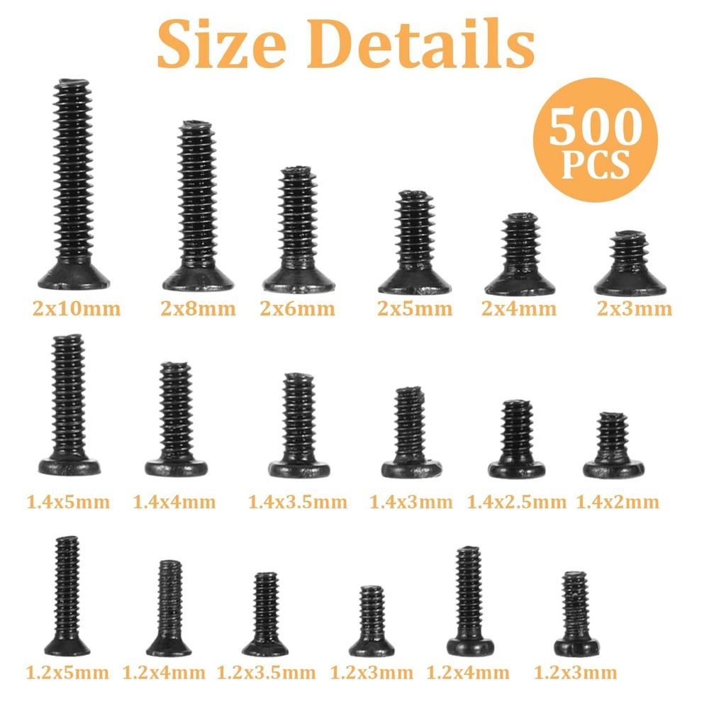 500 Pcs Tiny Micro Repair Screw Kit, Small Replacement Screws with Screwdrive...