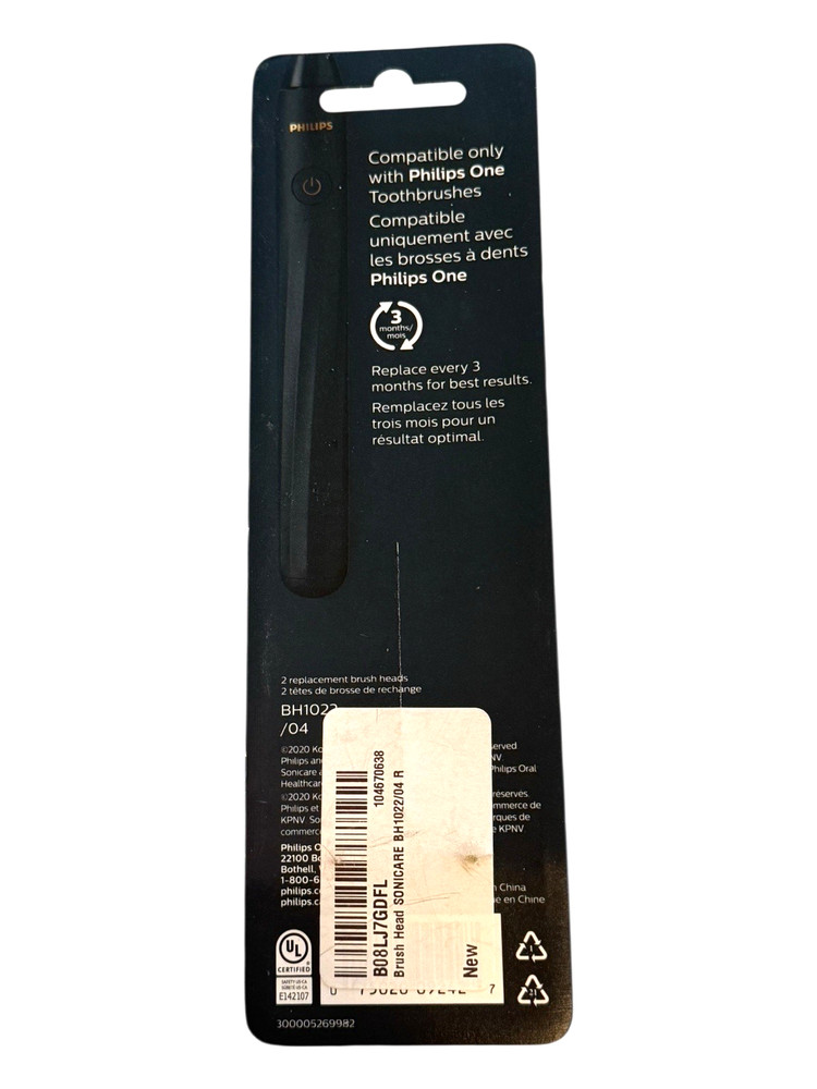 Philips One by Sonicare Replacement Electric Toothbrush Head - 2 pack - Black