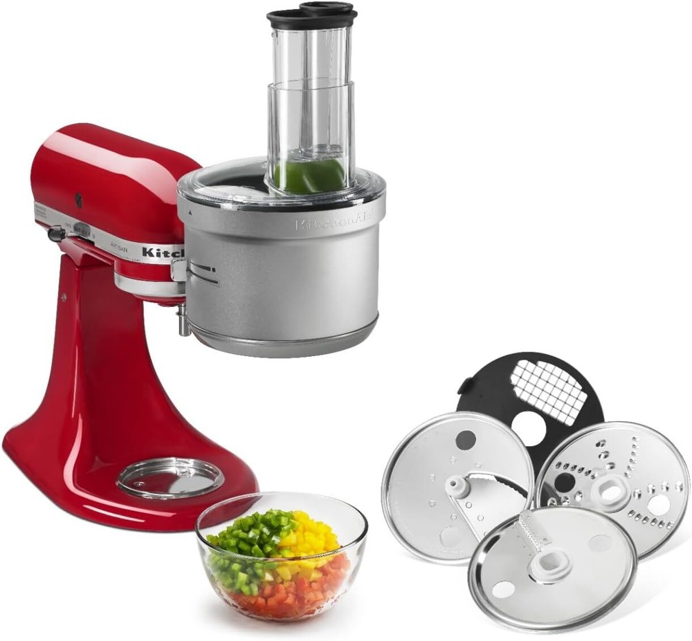 New Model KitchenAid KSM2FPA Food Processor Mixer Attachment, Dicing Kit, Silver
