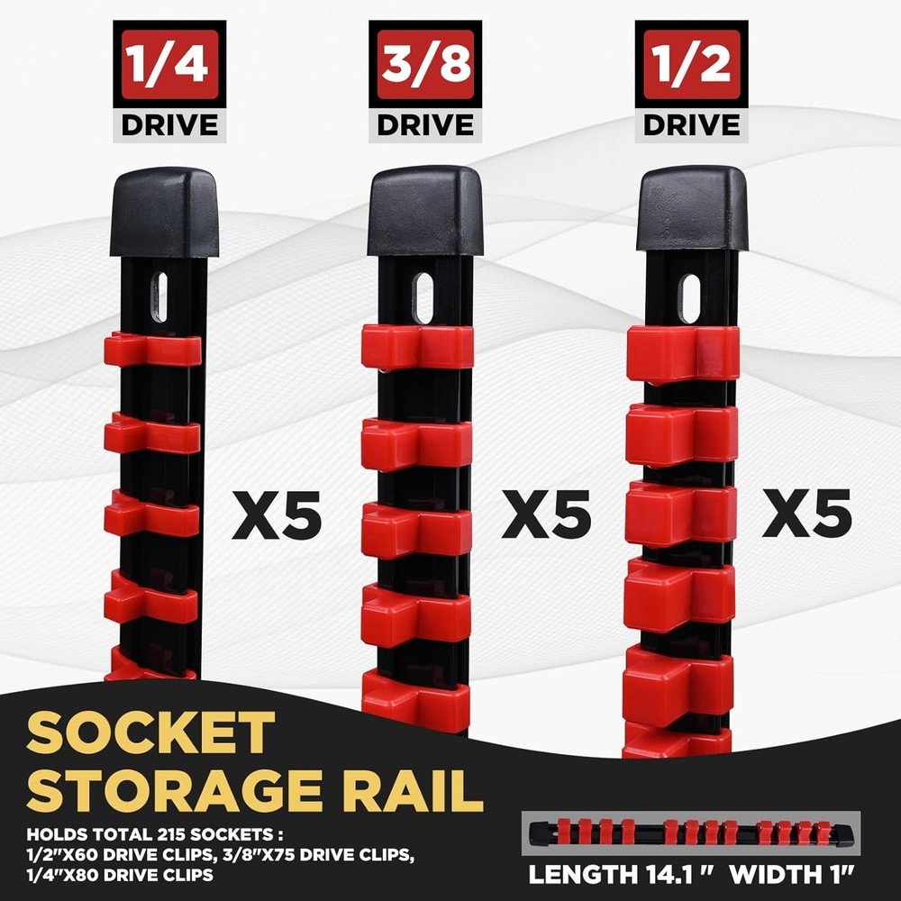 Impact Resistant 15PCS Socket Organizer Kit - Versatile Storage for Tools