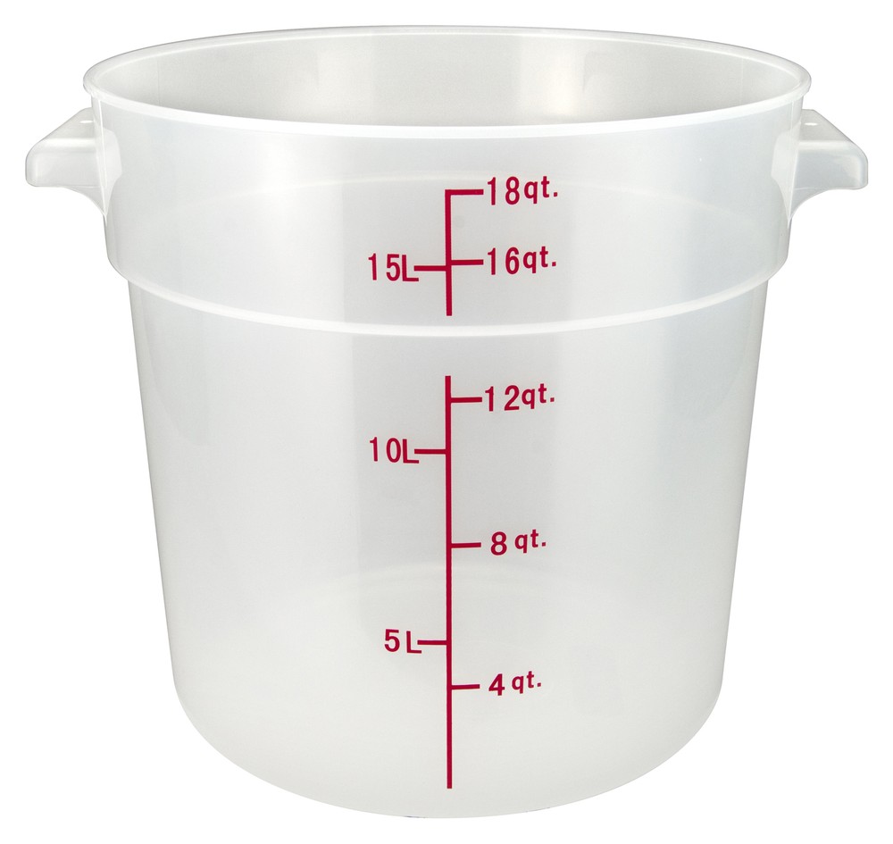 18qt Round Storage Container, Translucent, PP (6 Each)