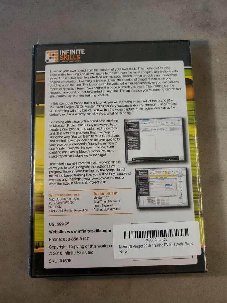 Learning Microsoft Project 2010 Video Training DVD ROM, Infinite, Guy Vaccaro