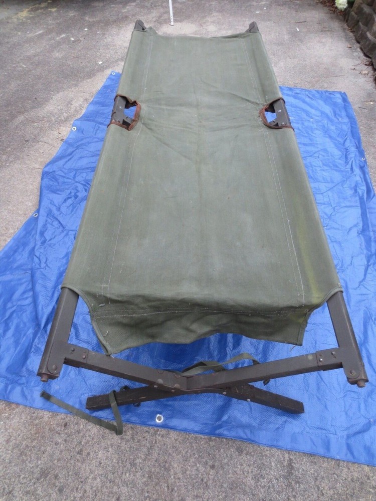 Vintage Military Folding Wood Cot