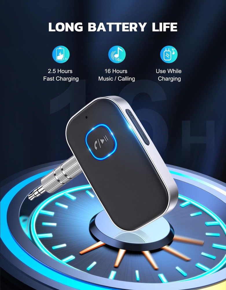 COMSOON Bluetooth Receiver for Car, Noise Cancelling Small, Black+Silver