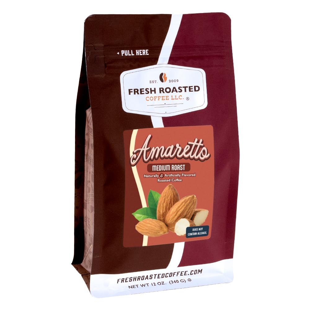 , Amaretto Flavored Coffee, 12 oz, Medium Roast, Kosher, Ground