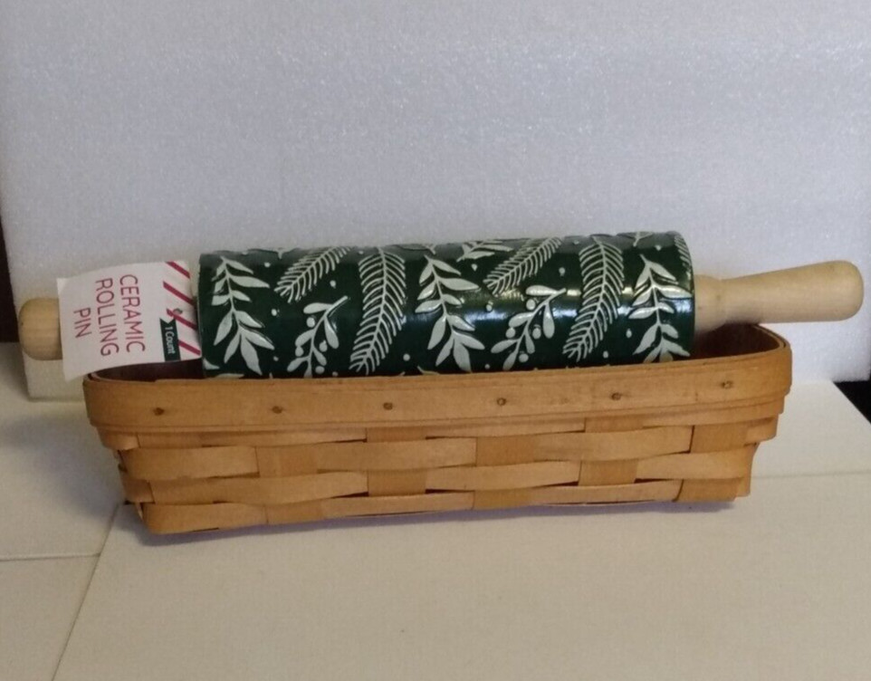 Printed Ceramic Rolling Pin With Longaberger Basket