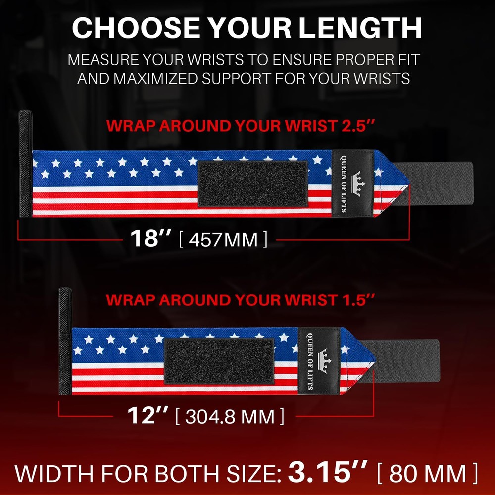 HeavyDuty Weightlifting Wrist Wraps with Thumb Loop for Powerlifting &
