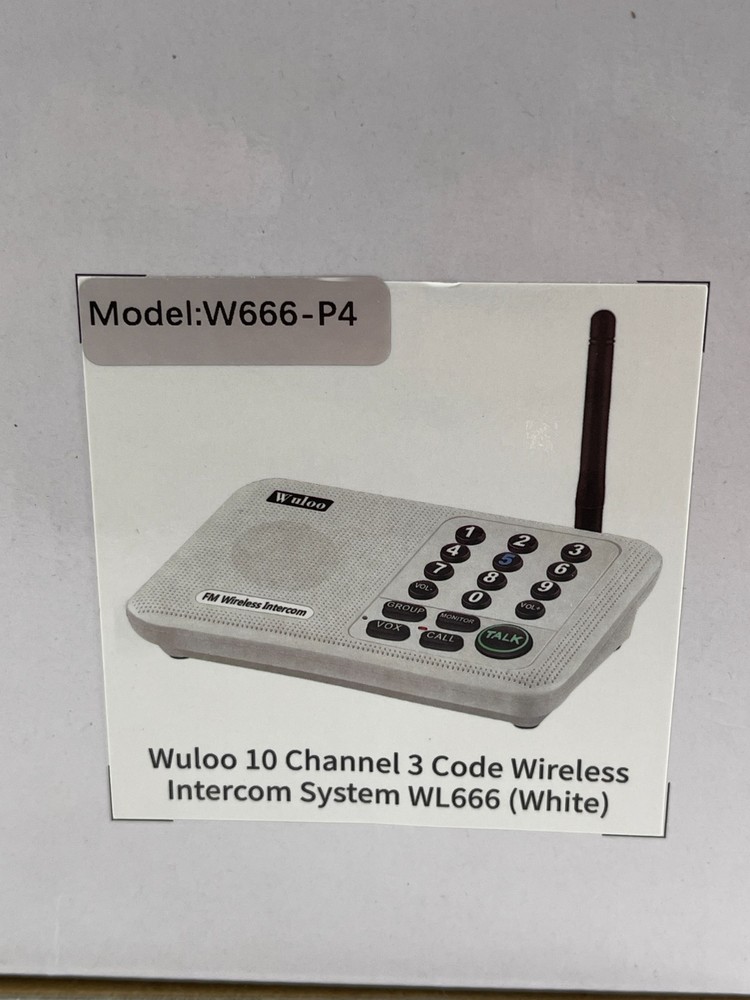 Wuloo W666-P4 White Wireless 10 Channel 3 Code Intercom System Pack Of 4