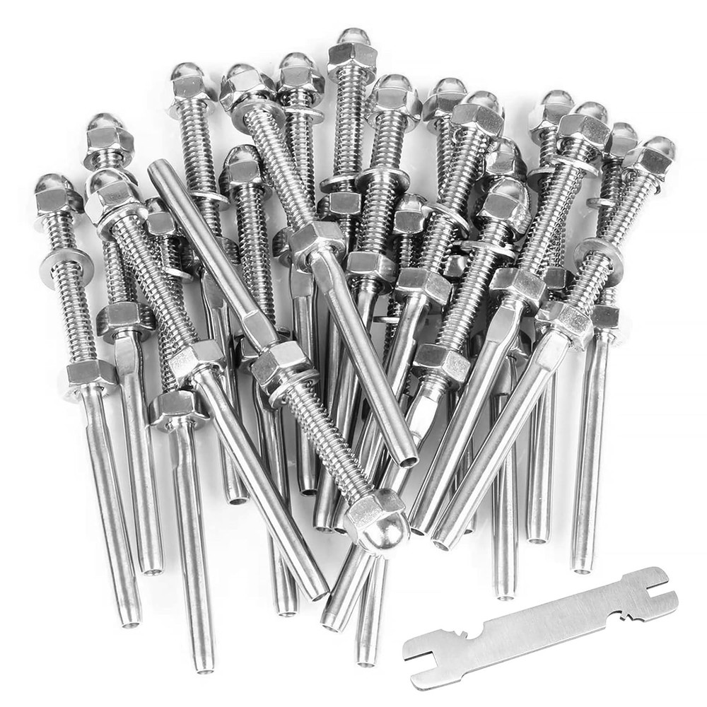 20 Pcs 1/8" Cable Railing Swage Threaded Stud Tension End Fitsting Terminal