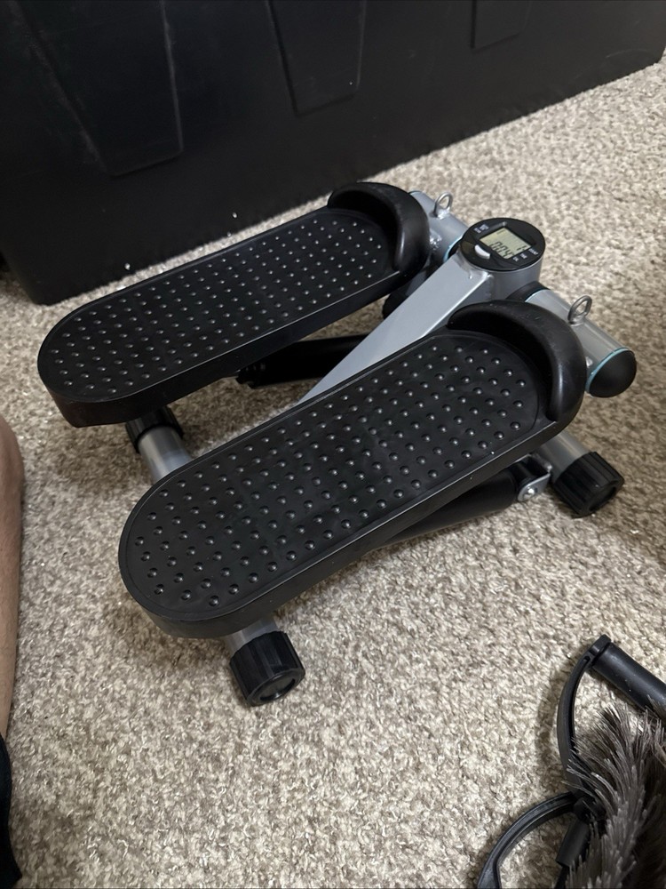 Mini Stepper with Resistance Bands, Digital Display, Adjustable Height, Black