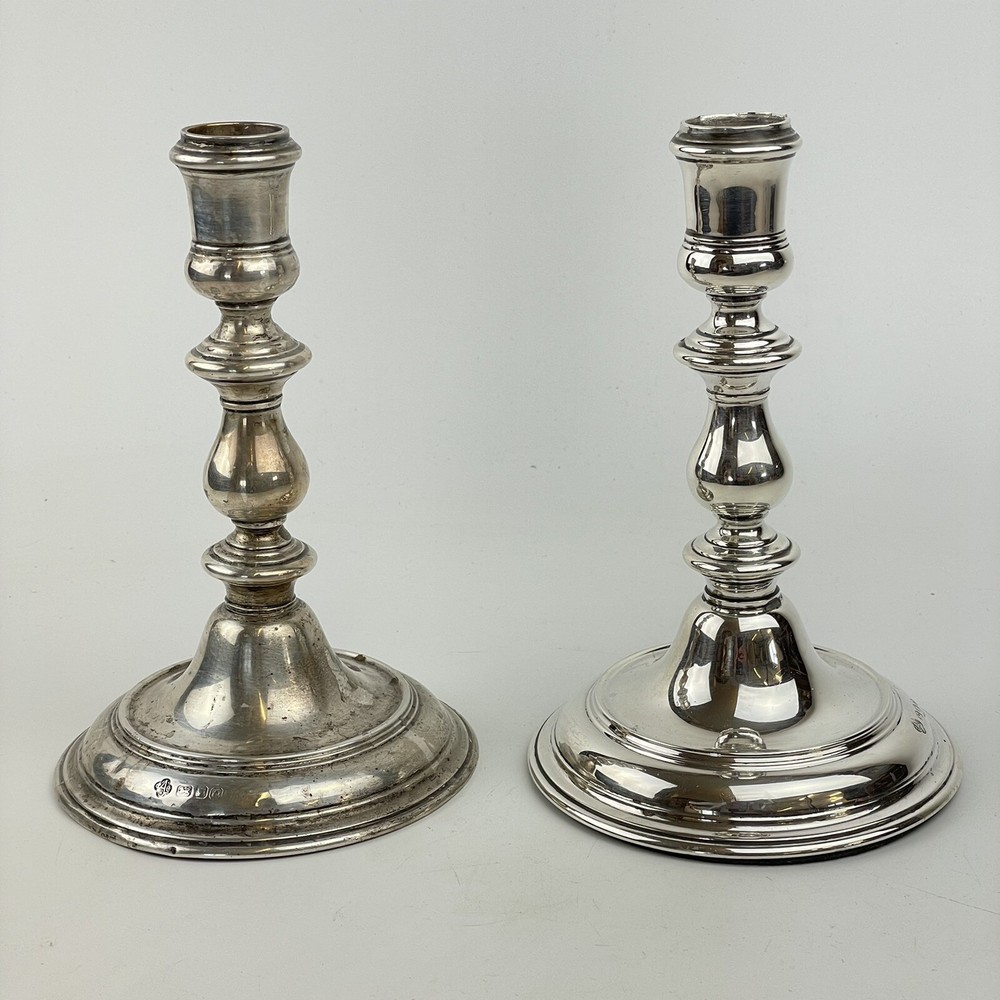 Vintage Solid Silver Asprey & Co Baluster Knopped Stems Candlesticks 16cm