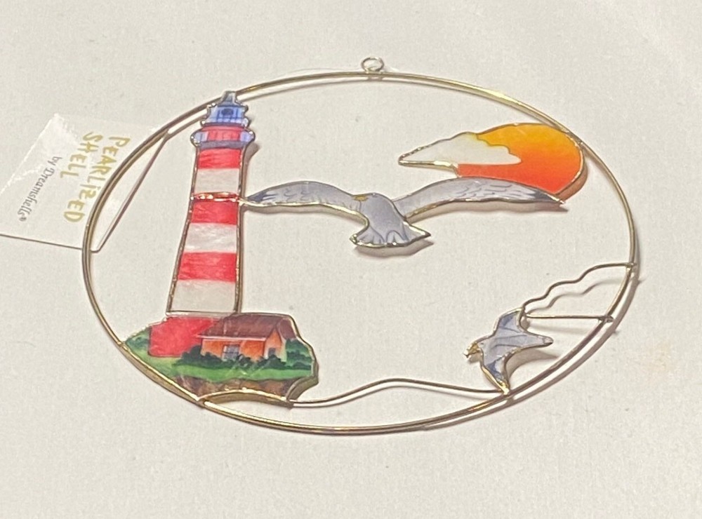 Pearlized Shell suncatcher lighthouse 6"