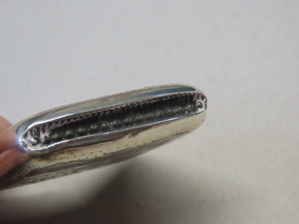 Solid silver vesta case, engraved pattern and initials